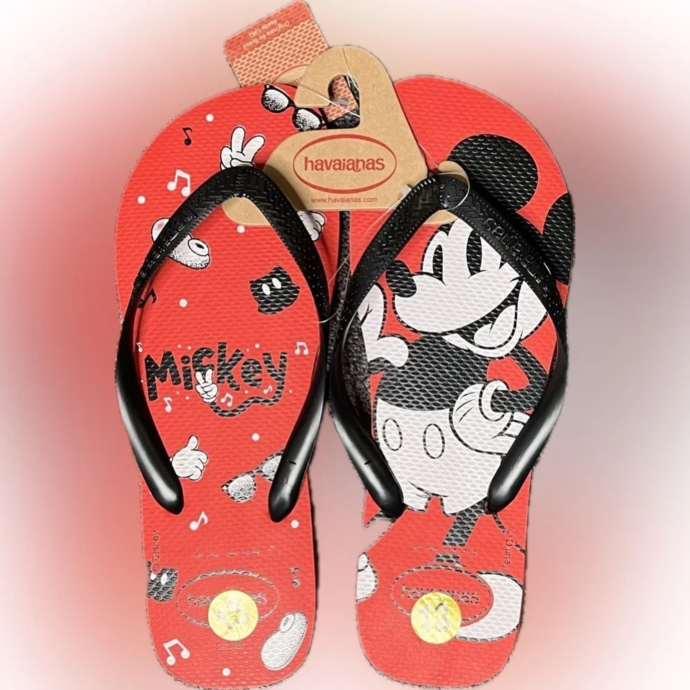 Havaianas Mickey Mouse Red Flip Flops Size 13